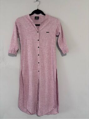 Women's Pink Long Button-Front Tunic -‎ Unbranded